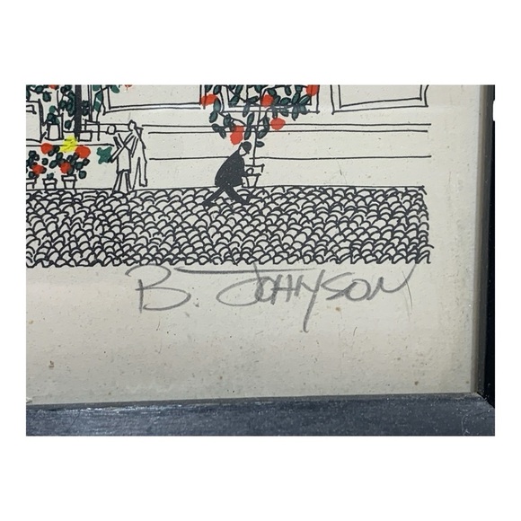 Vintage Framed Under Glass Numbered Print “The Flower Girl” By B. Johnson - Picture 2 of 5